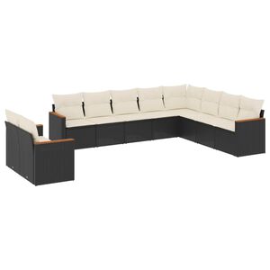 vidaXL 10 Piece Garden Sofa Set with Cushions Black Poly Rattan