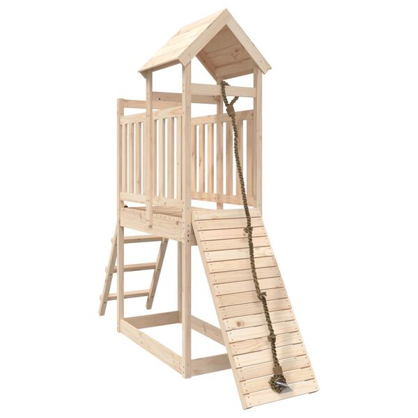 vidaXL Playhouse with Climbing Wall Solid Wood Pine