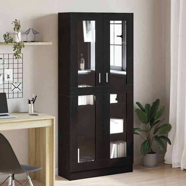 vidaXL Book Cabinet Black oak 82.5 x 30.5 x 185 cm Engineered Wood
