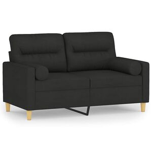 vidaXL 2-Seater Sofa with Throw Pillows Black 120 cm Fabric