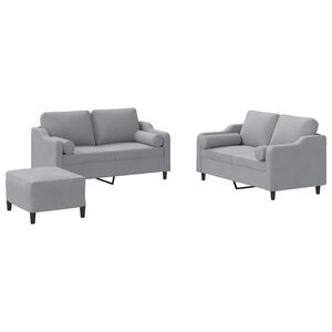 vidaXL 3 Piece Sofa Set with Pillows Light Grey Fabric
