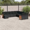 vidaXL 11 Piece Garden Sofa Set with Cushions Black Poly Rattan