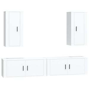 vidaXL 4 Piece TV Cabinet Set White Engineered Wood