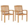 vidaXL Garden Chairs 2 pcs with Taupe Cushions Solid Teak Wood