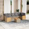 vidaXL 8 Piece Garden Sofa Set with Cushions Beige Poly Rattan