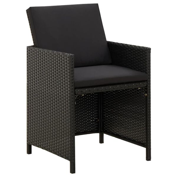 vidaXL Garden Chairs with Cushions 2 pcs Poly Rattan Black