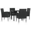 vidaXL 5 Piece Garden Dining Set Black Poly Rattan and Steel