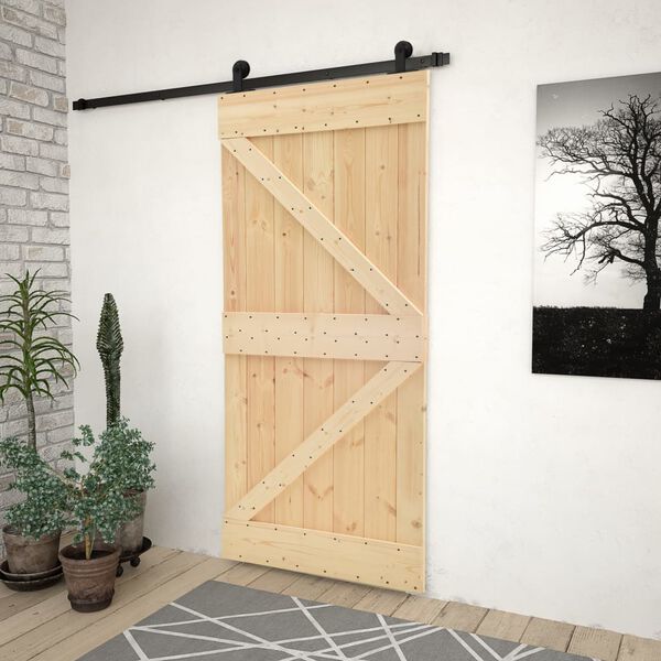 vidaXL Sliding Door with Hardware Set 90x210 cm Solid Pine Wood