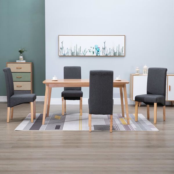 vidaXL Dining Chairs 4 pcs Grey Fabric