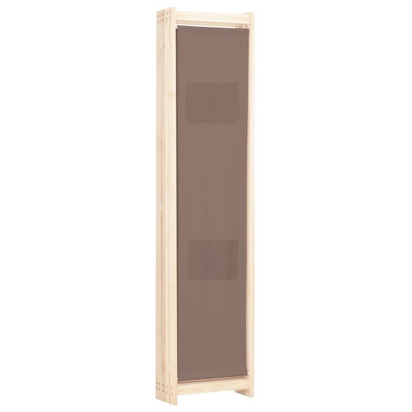vidaXL 5-Panel Room Divider Brown 200x170x4 cm Fabric