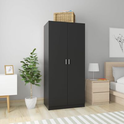 vidaXL Wardrobe Black 80x52x180 cm Engineered Wood