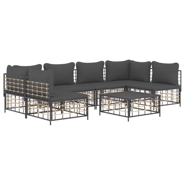 vidaXL 7 Piece Garden Lounge Set with Cushions Anthracite Poly Rattan