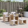 vidaXL 5 Piece Garden Dining Set with Cushions Mix Beige Poly Rattan