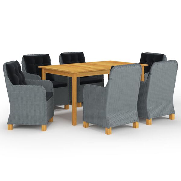 vidaXL 7 Piece Garden Dining Set Light Grey