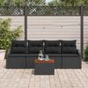 vidaXL Garden Sofa Set with Storage 5 pcs Black Poly Rattan