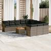 vidaXL 12 Piece Garden Sofa Set with Cushions Grey Poly Rattan