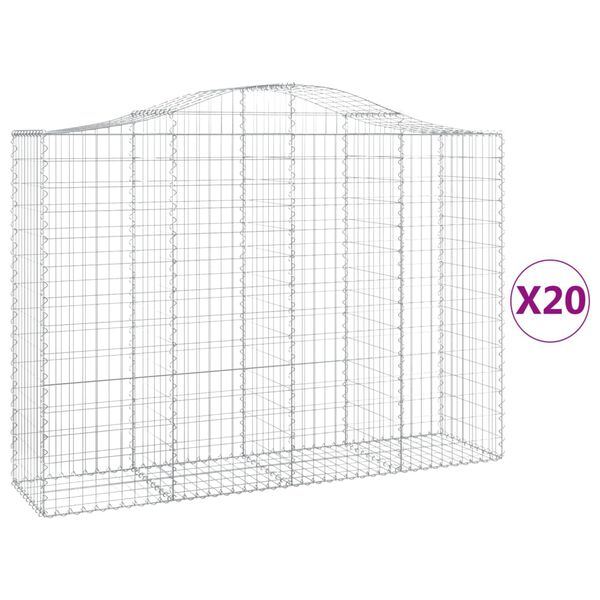 vidaXL Arched Gabion Baskets 20 pcs 200x50x140/160 cm Galvanised Iron