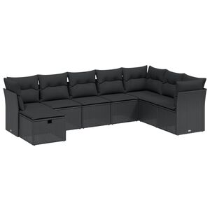 vidaXL 8 Piece Garden Sofa Set with Cushions Black Poly Rattan