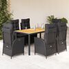 vidaXL 7 Piece Garden Dining Set with Cushions Black Poly Rattan