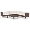 vidaXL 8 Piece Garden Lounge Set with Cushions Poly Rattan Brown
