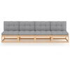 vidaXL 4-Seater Sofa with Cushions Solid Pinewood
