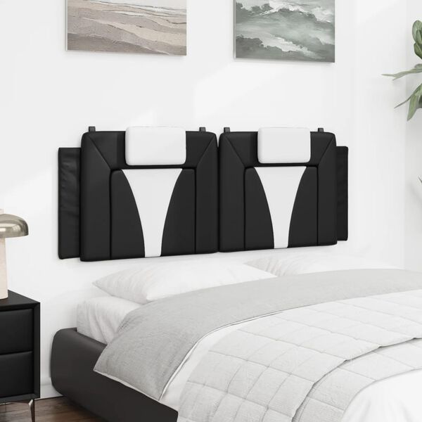 vidaXL Headboard Cushion "Viana" Black and White 137 cm Double Faux Leather