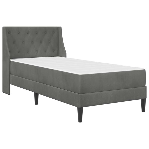 vidaXL Bed Frame with Mattress Dark Grey 90 x 190 cm Velvet