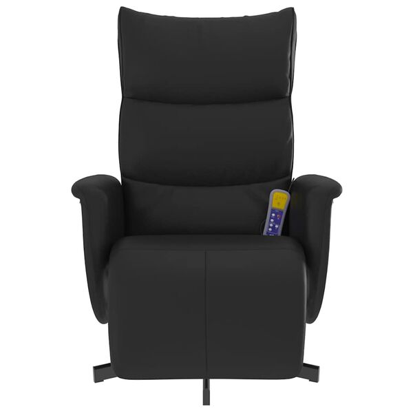 vidaXL Massage Recliner Chair with Footrest Black Faux Leather