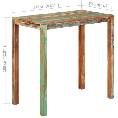 vidaXL Bar Table 112x60x108 cm Solid Reclaimed Wood