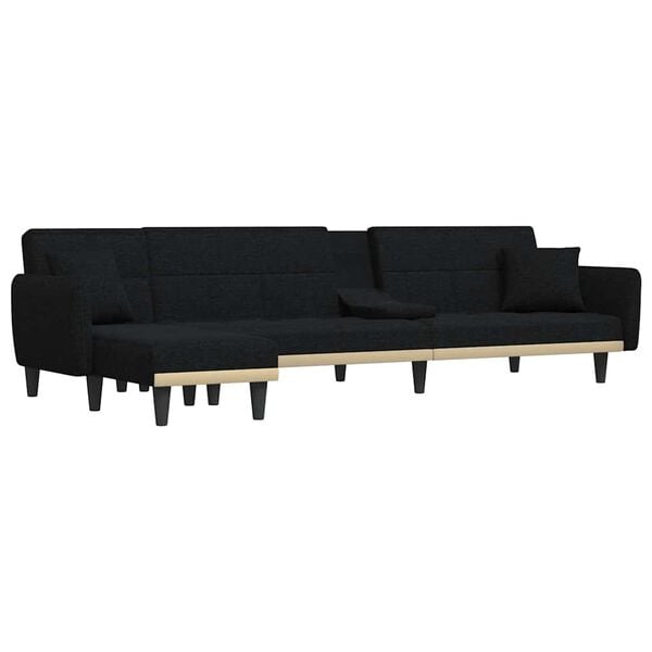 vidaXL L-shaped Sofa Bed Black 275x140x70 cm Fabric