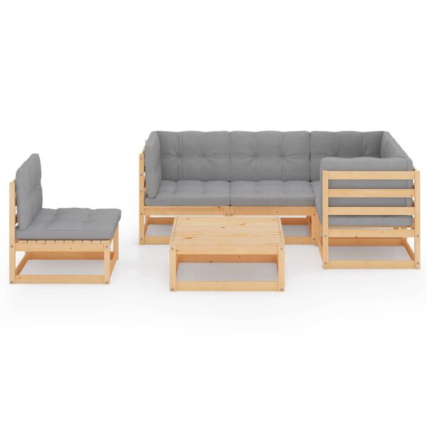 vidaXL 6 Piece Garden Lounge Set with Cushions Solid Pinewood