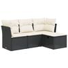 vidaXL 4 Piece Garden Sofa Set with Cushions Black Poly Rattan