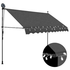 vidaXL Manual Retractable Awning with LED 250 cm Anthracite
