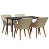 vidaXL Garden Dining Set 5 pcs Beige Poly Rattan