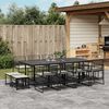 vidaXL 13 Piece Garden Dining Set with Cushions Black Poly Rattan