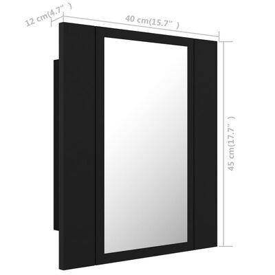 vidaXL LED Bathroom Mirror Cabinet Black 40x12x45 cm Acrylic
