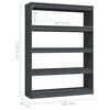 vidaXL Book Cabinet/Room Divider Grey 100x30x135.5 cm Solid Pinewood