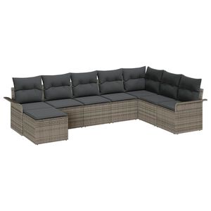 vidaXL Garden Sofa Set 8 pcs Grey Poly rattan