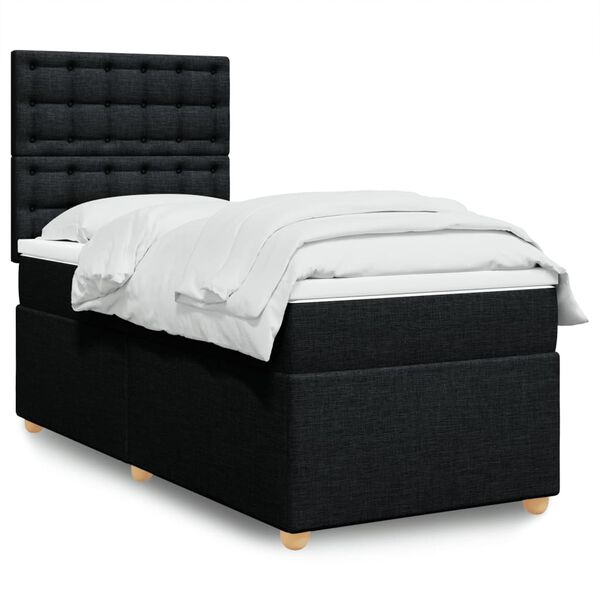 vidaXL Box Spring Bed with Mattress Black King Single Fabric
