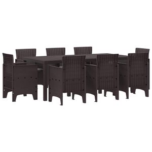 vidaXL Garden Dining Set 9 pcs Brown Polypropylene