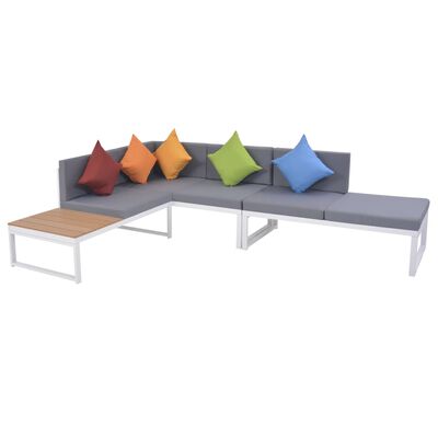 vidaXL 4 Piece Garden Lounge Set with Cushions Aluminium and WPC