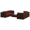 vidaXL 7 Piece Garden Lounge Set with Cushions Poly Rattan Brown
