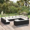 vidaXL 14 Piece Garden Lounge Set with Cushions Black Poly Rattan