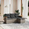 vidaXL 4 Piece Garden Sofa Set with Cushions Grey Poly Rattan