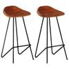 vidaXL Bar Stools 2 pcs Brown Real Leather