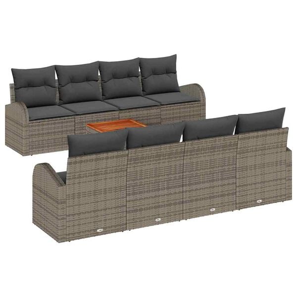 vidaXL Garden Sofa Set 9 pcs Grey