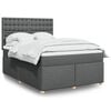 vidaXL Box Spring Bed with Mattress Dark Grey Double Fabric