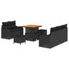 vidaXL Garden Sofa Set Height-Adjustable 8 pcs Black Poly Rattan