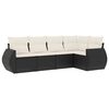 vidaXL 5 Piece Garden Sofa Set with Cushions Black Poly Rattan