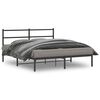 vidaXL Metal Bed Frame without Mattress with Headboard Black 150x200cm